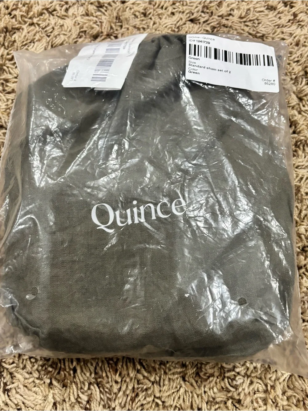 Quince 100% European Linen Standard Shams Set of 2 Dusty Olive